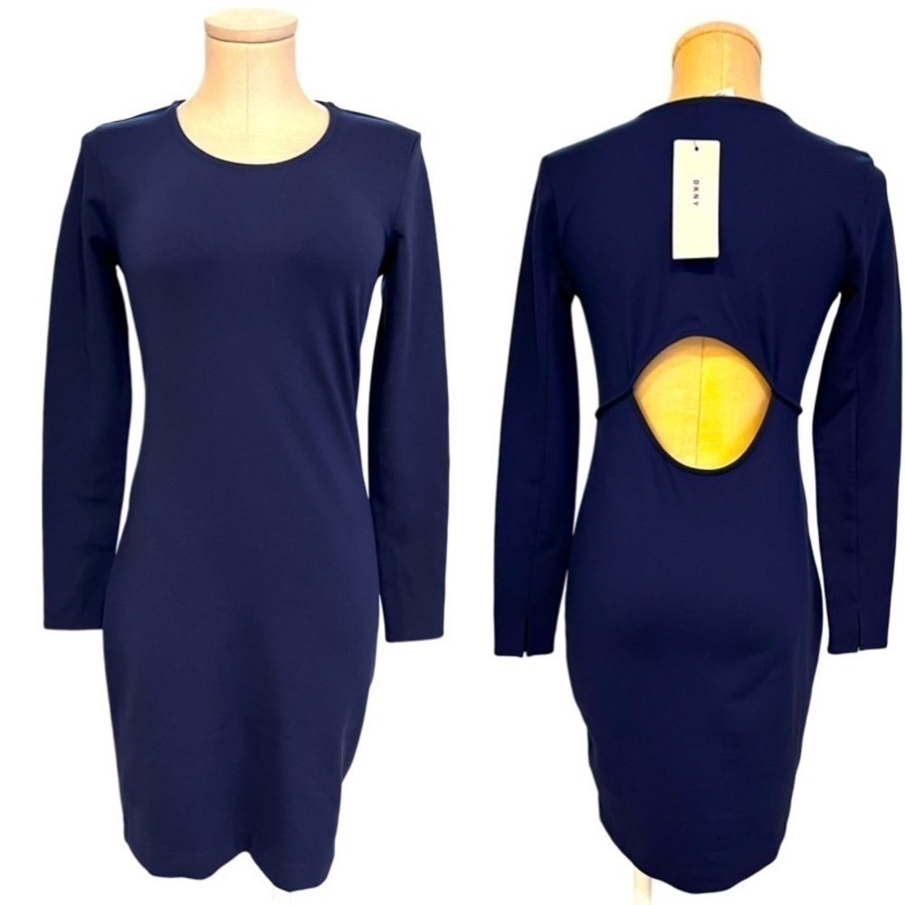 Dkny Body Con Long Sleeve Dress In Maritime